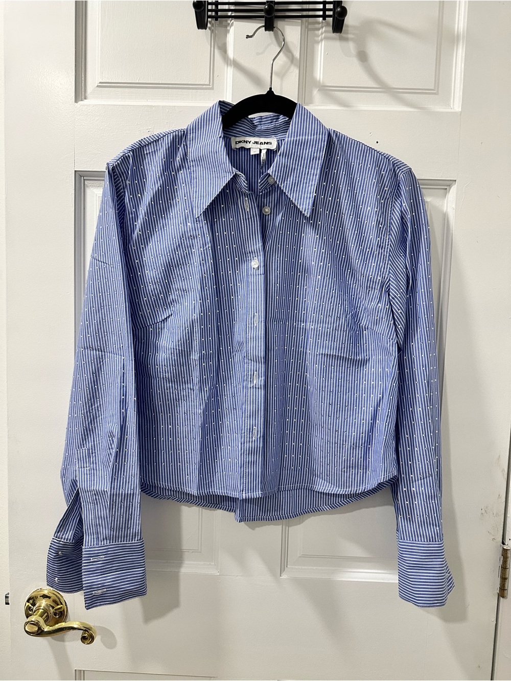 DKNY Jeans Blue and White Pinstripe Shirt